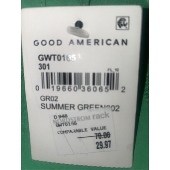 Good American Cut In Woven Tank TOP Summer Green Women’s Size 1 Small NEW - Picture 4 of 5